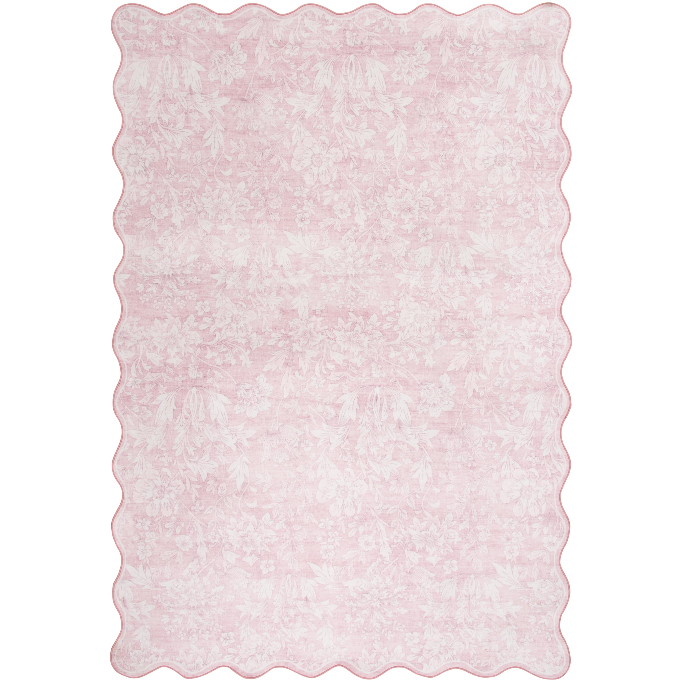 Mainstays 7'x10' Pink Feather Faux Fur Scalloped Indoor Area Rug - Walmart.com