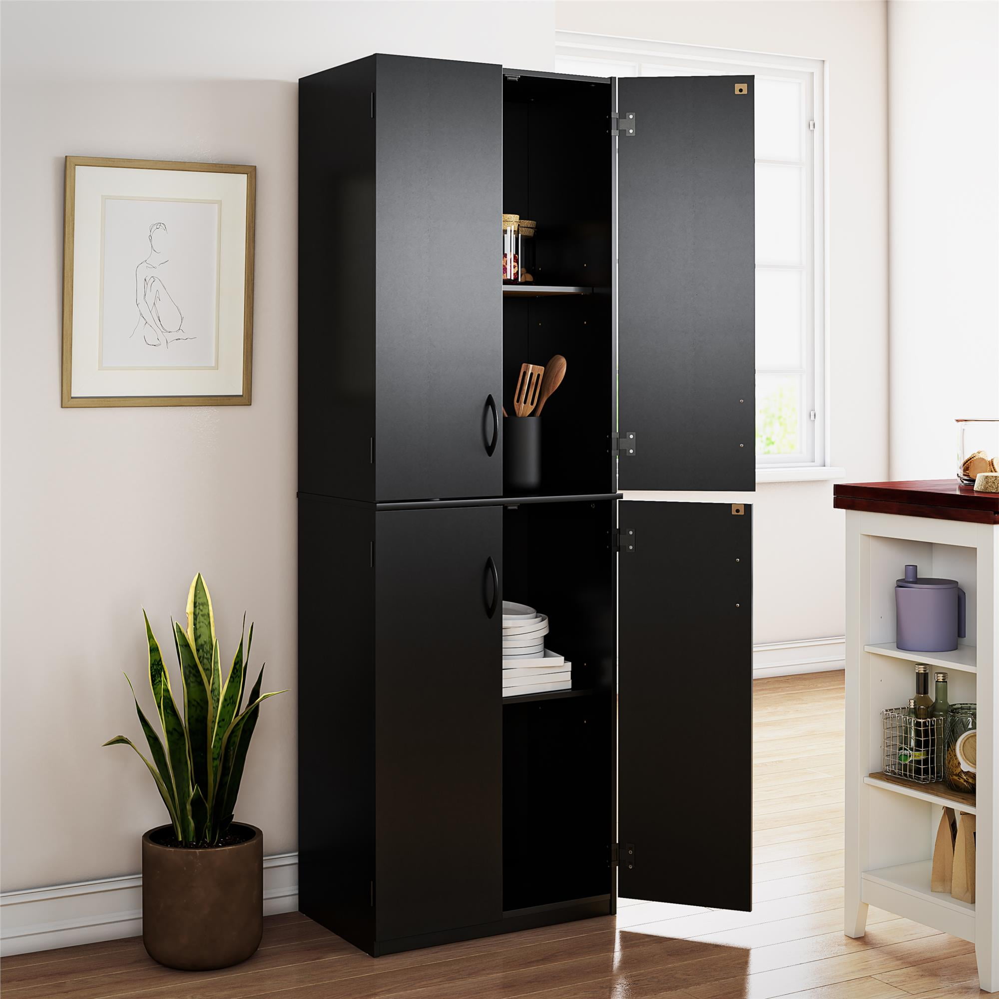 Black storage unit with doors discount