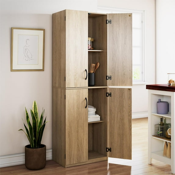 Mainstays 72" 4-Door Storage Cabinet, Natural