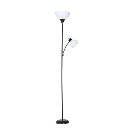 Mainstays 72'' Black Combo Floor Lamp With Reading Lamp, Modern Design