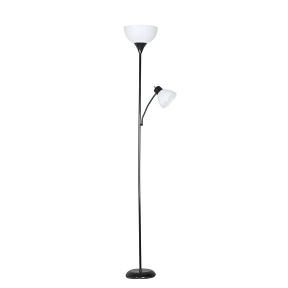 Mainstays 72'' Black Combo Floor Lamp With Reading Lamp, Modern Design