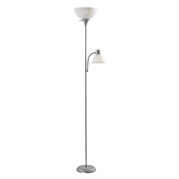 Mainstays 72'' Combo Floor Lamp, Adjustable Reading Lamp, Silver