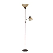 Mainstays 72'' Combo Floor Lamp & Reading Lamp, Brown Plastic, Modern, For Home and Office Use