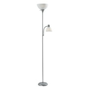 Mainstays 72'' Combo Floor Lamp & Reading Lamp, Silver, Plastic, Modern, For Home and Office Use
