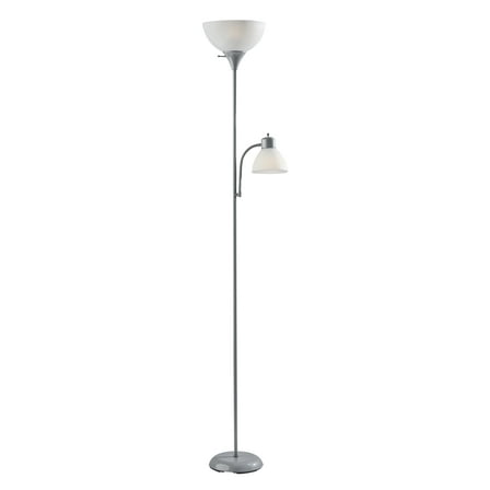 Mainstays 72‘’ Silver Combo Floor Lamp With Reading Lamp, Modern Design