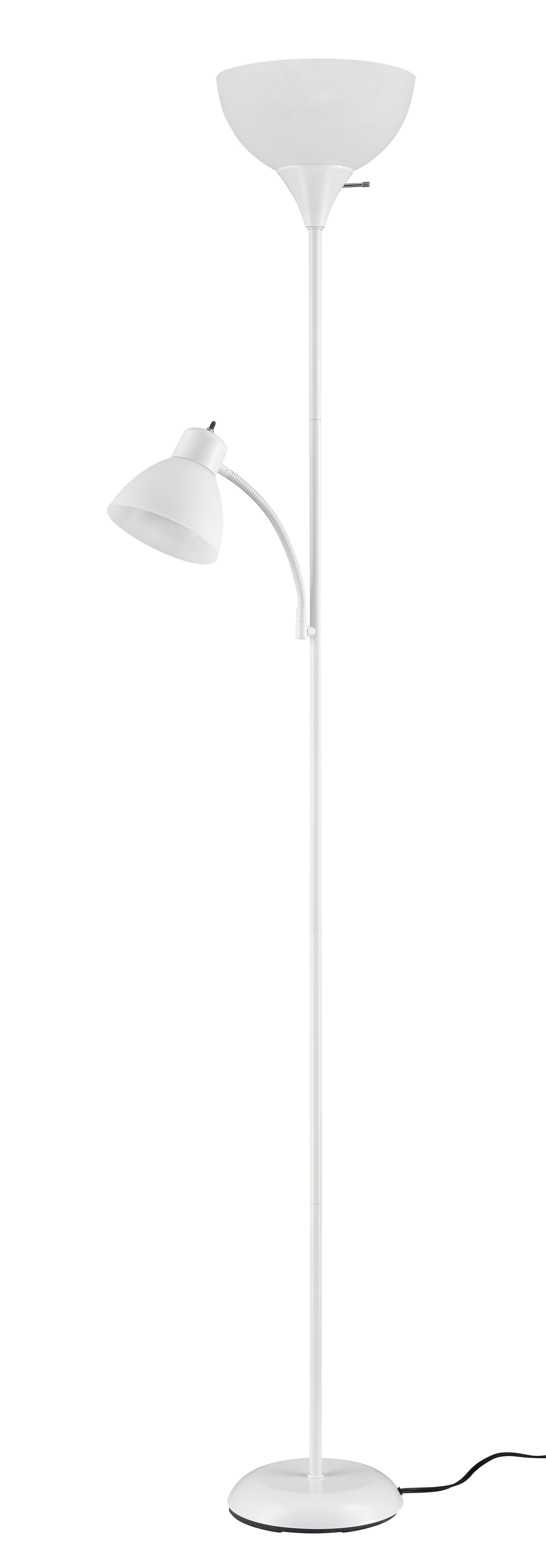 Mainstays 72 White Combo Floor Lamp with Reading Lamp Modern Design