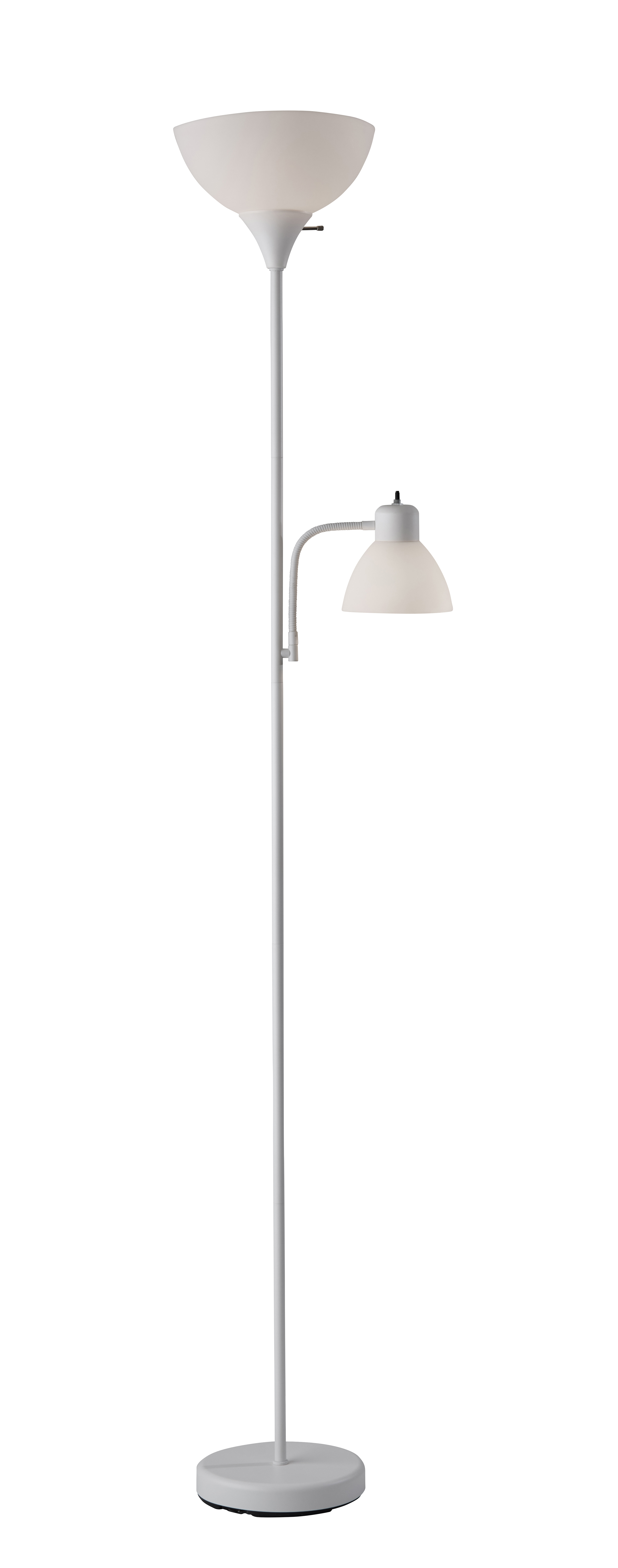 MAINSTAYS 72″ WHITE COMBO FLOOR LAMP WITH READING LAMP, MODERN DESIGN
