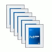 Mainstays 7x9 Matted to 5x7 Front Loading Tabletop Picture Frames, Black, Set of 6