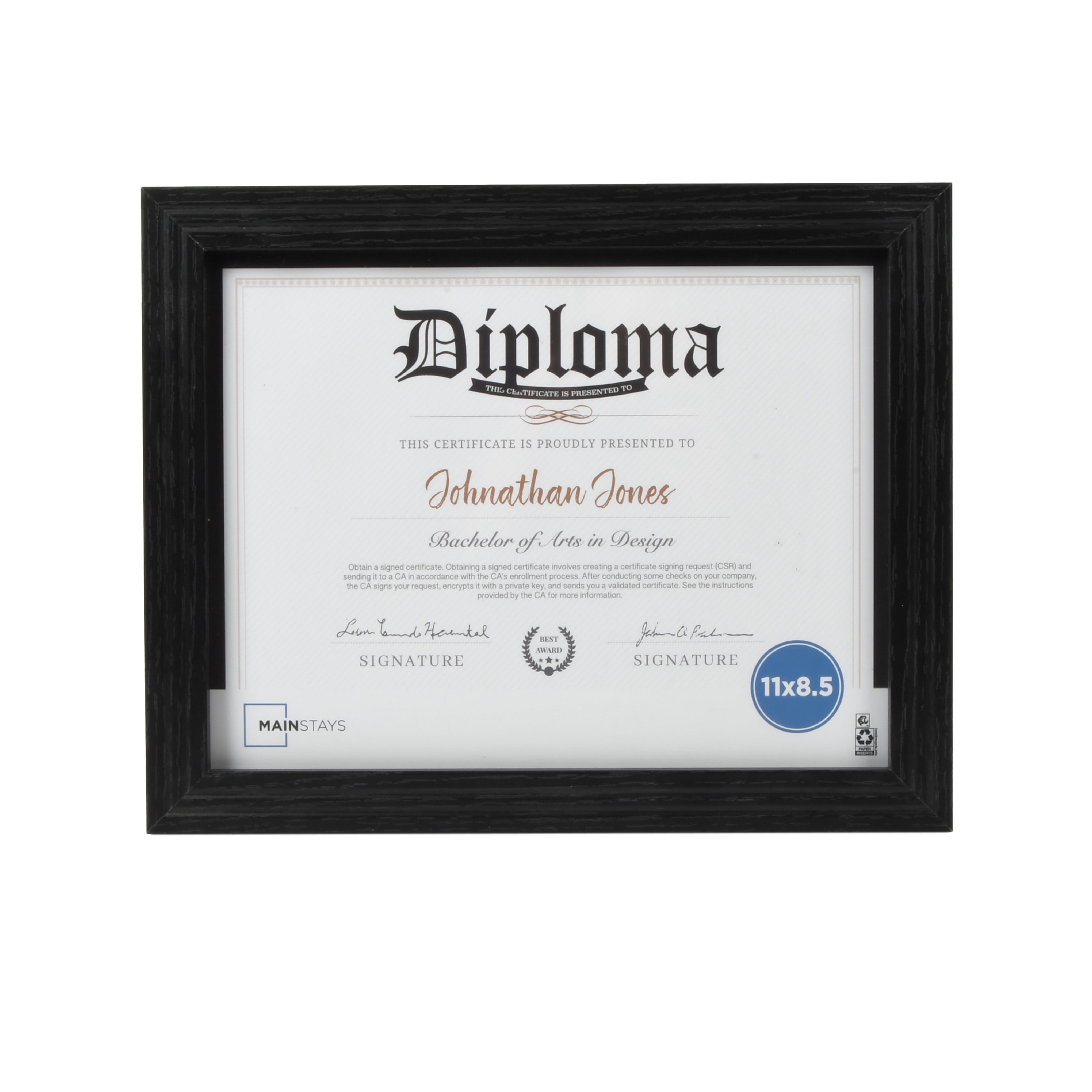Mainstays 8.5" x 11" Molded Document Certificate Picture Frame