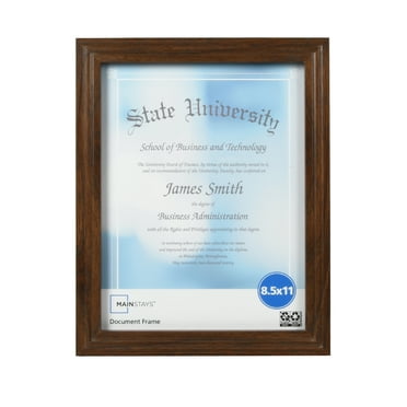 Mainstays 8.5" x 11" Molded Document Certificate Picture Frame, Tabletop or Wall Display, Walnut