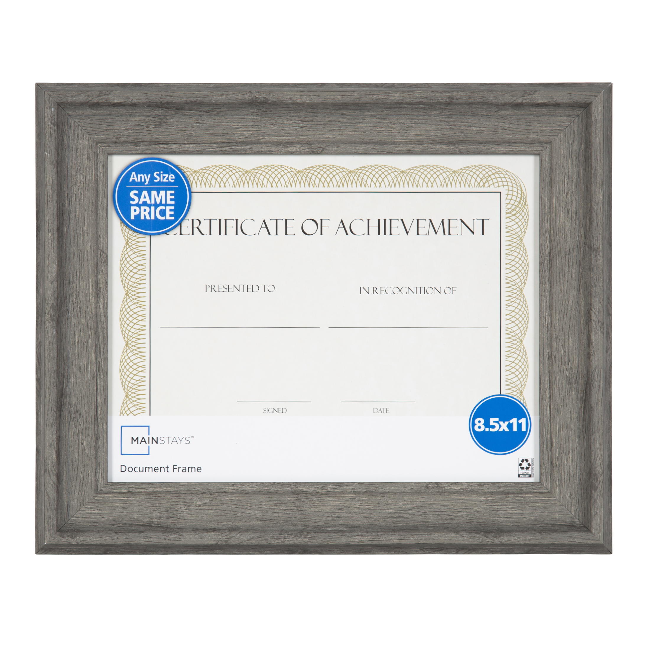 Mainstays 8.5x11 Curved Decorative Document Wall Picture Frame, Gray