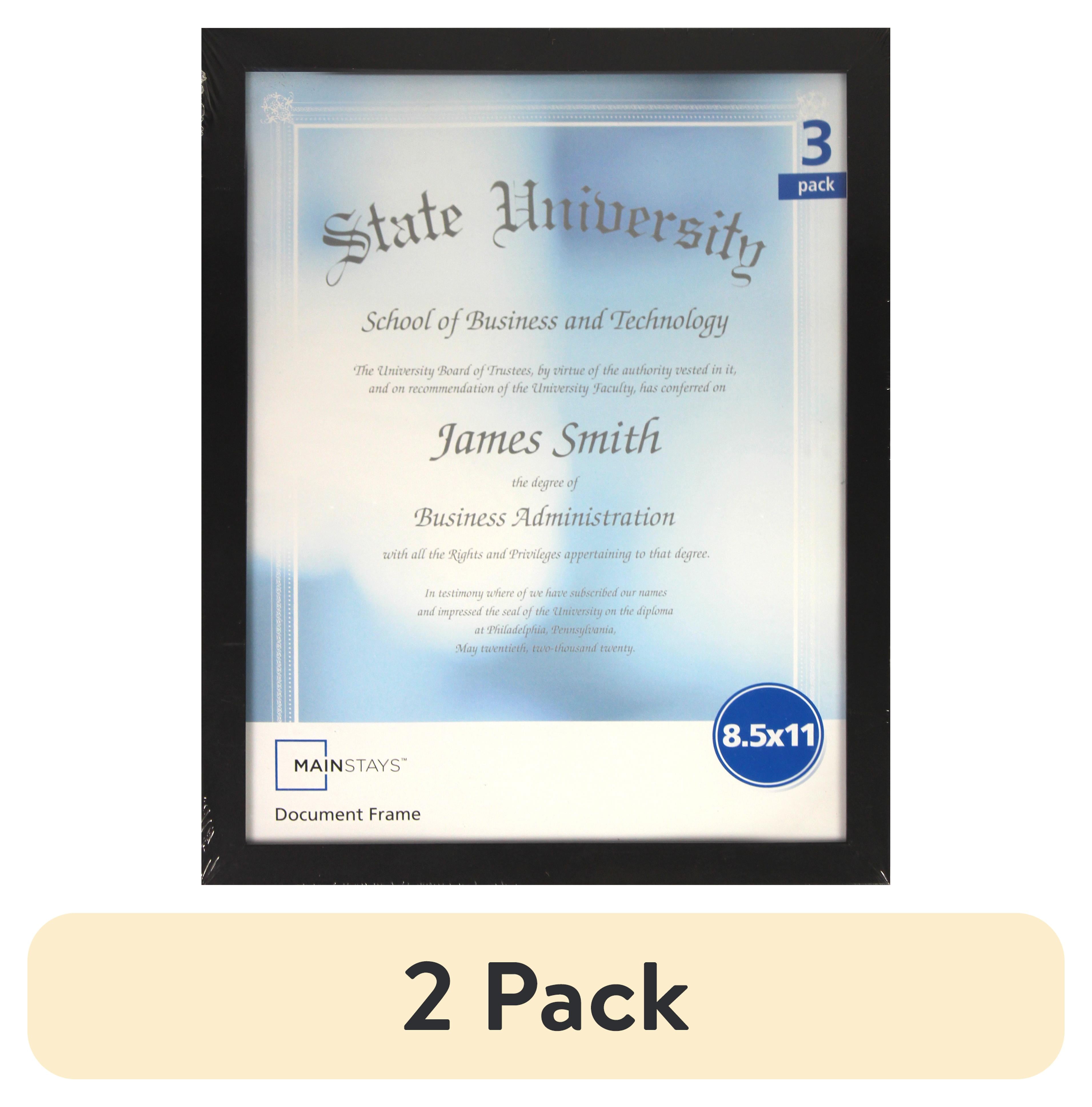 (2 pack) Mainstays 8.5x11 Document Picture Frame, Black, Set of 3