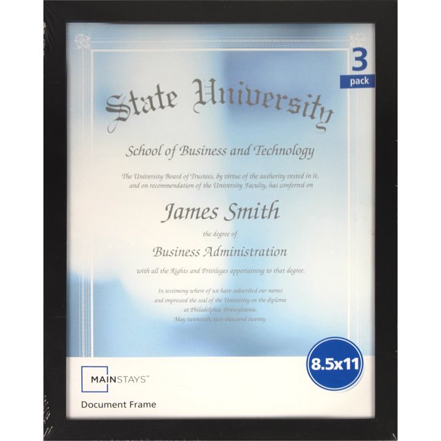 Mainstays 8.5x11 Document Picture Frame, Black, Set of 3