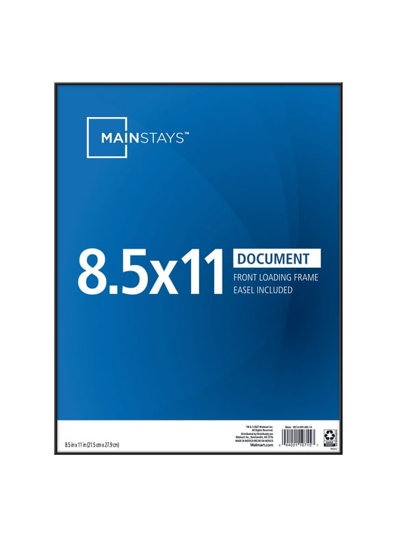 Mainstays 8.5x11 Front Loading Document Picture Frame, Black