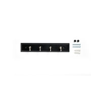 Mainstays Black 8.75 inch Key Rail with 4 Satin Nickel Hooks for Keys, Mail, Leashes, 2 lbs Capacity, 1 Pack