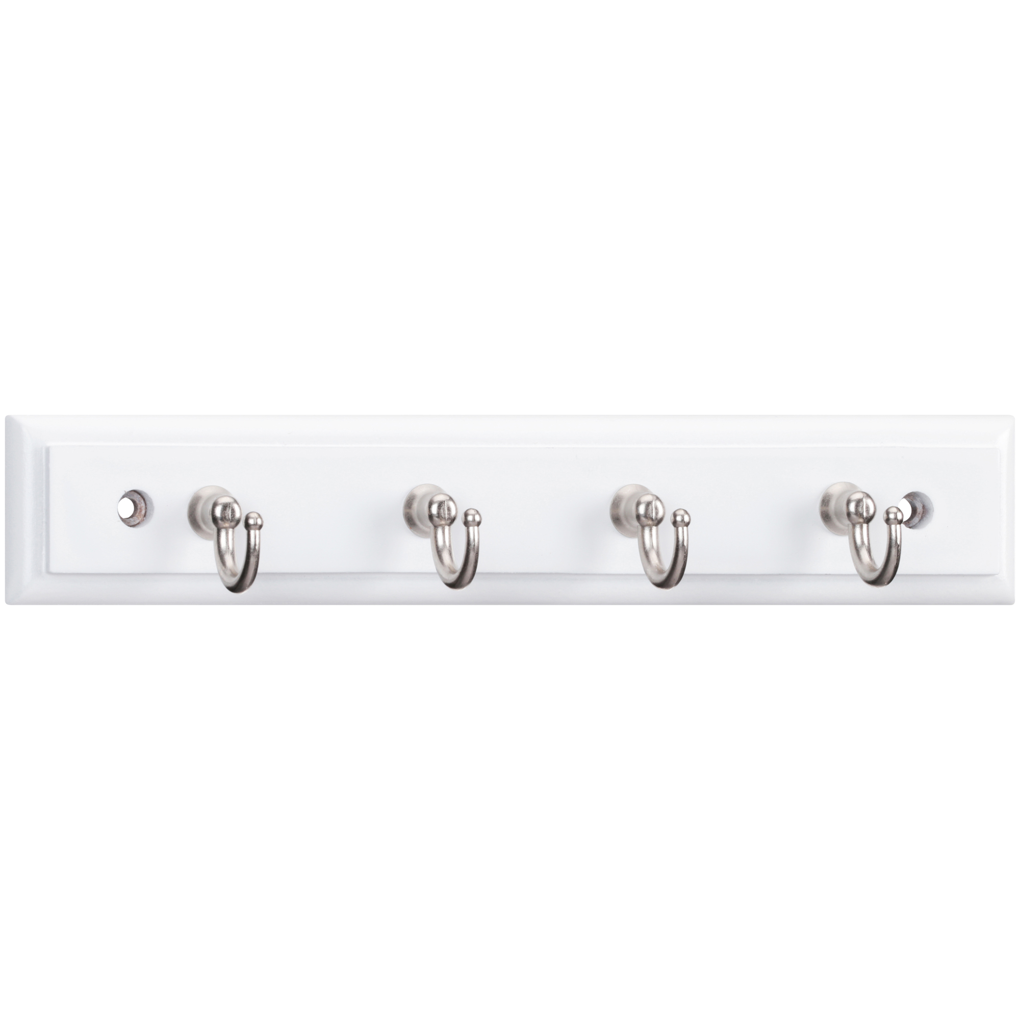 Mainstays, 8.75 Inch Key Rack, With 4 Hooks, White, Mounting Hardware Included, 2 lbs. Working Capacity - image 1 of 8