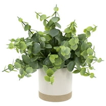 Mainstays 8" Artificial Green Eucalyptus Plant in Two-Tone Glazed Ceramic Planter