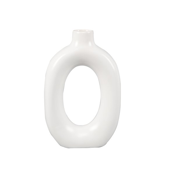 Mainstays Circular Ceramic Donut Vase, 8", White