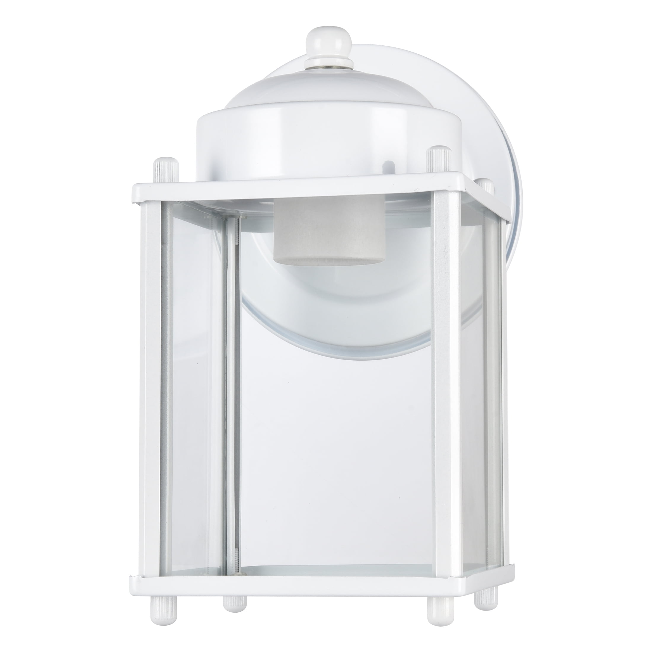Mainstays 8" Classic White Outdoor Wall Light, Metal Fixture Clear Glass Lens, Bulb Not Included