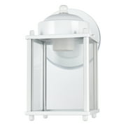 Mainstays 8" Classic White Outdoor Wall Light, Metal Fixture Clear Glass Lens, Bulb Not Included