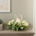 thumbnail image 1 of Mainstays Decorative Hurricane Pillar Candleholder with Faux White Hydrangea, 8", 1 of 9