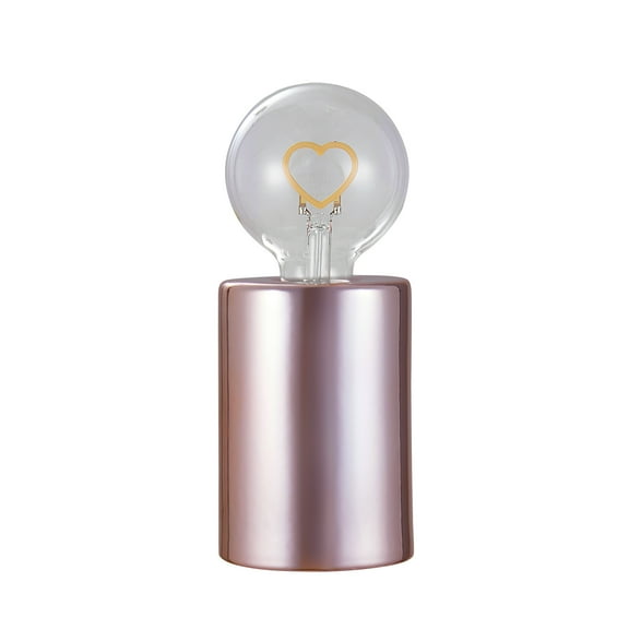 Mainstays 8" Heart Filament Open LED Bulb Accent Lamp, Rose Gold