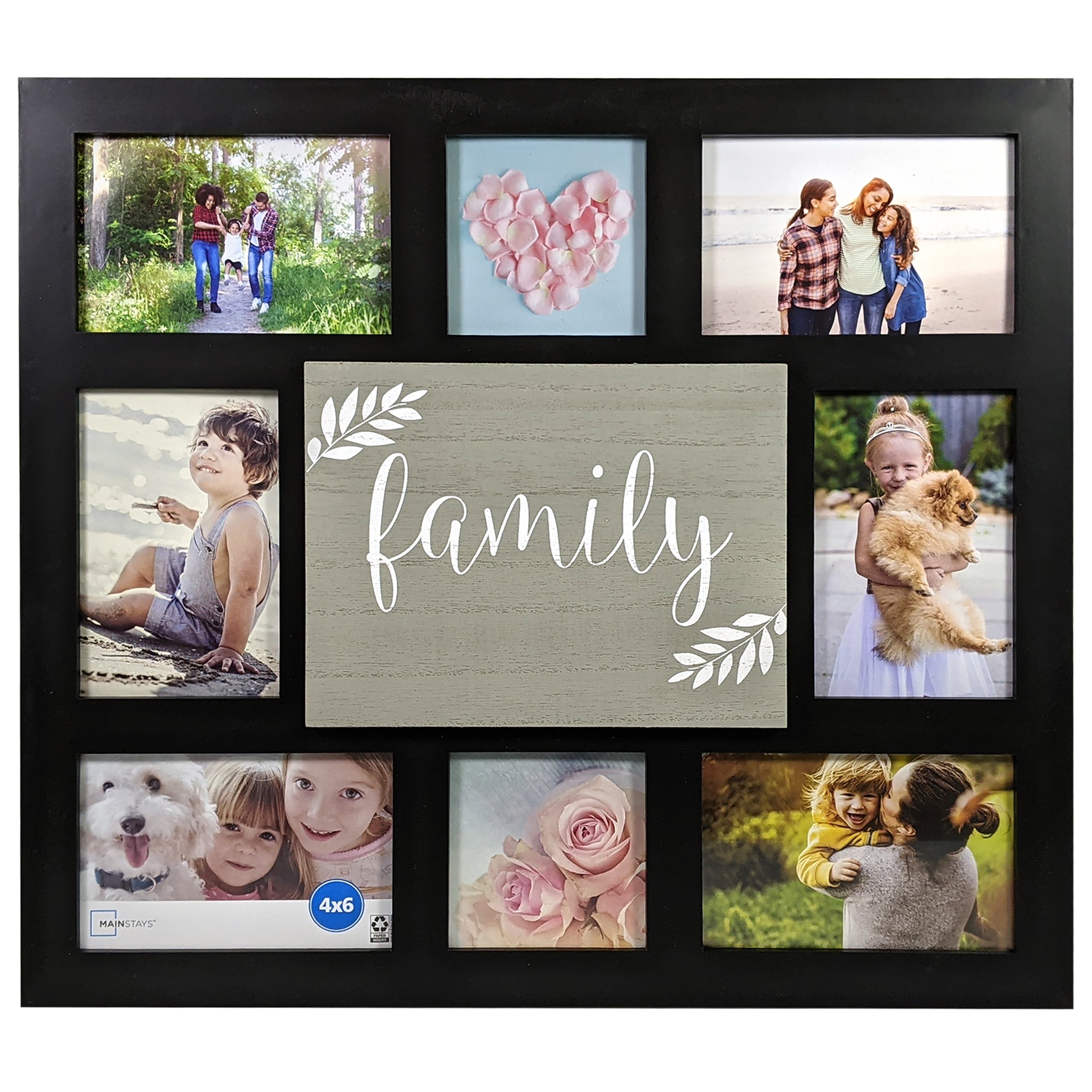 Synthetic Wood Collage Frame Set of 6 (3 Unit of 4 X 6, 3 Unit of 5 X 7  Inches) colour- Black