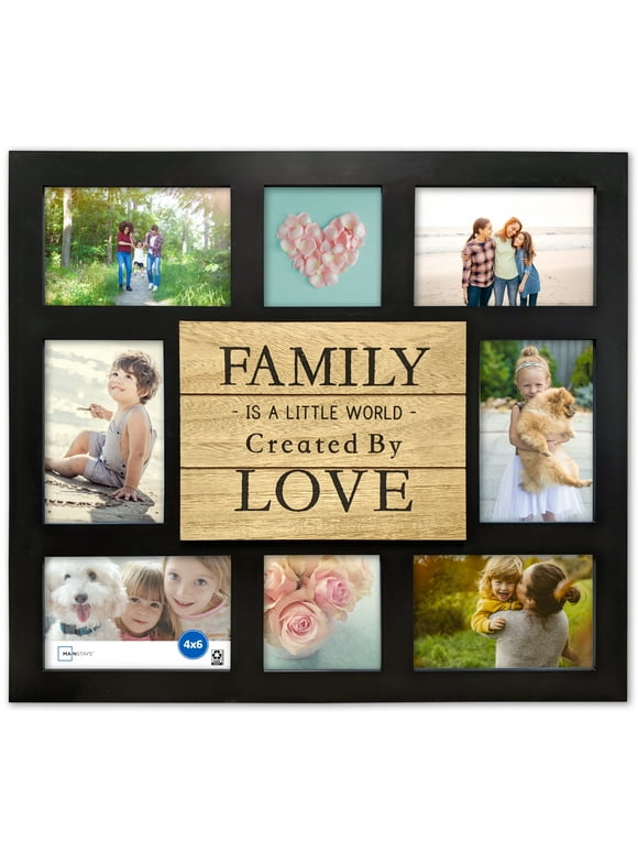Mainstays 8-Opening Plaque Sentiment Collage Picture Frame, Black