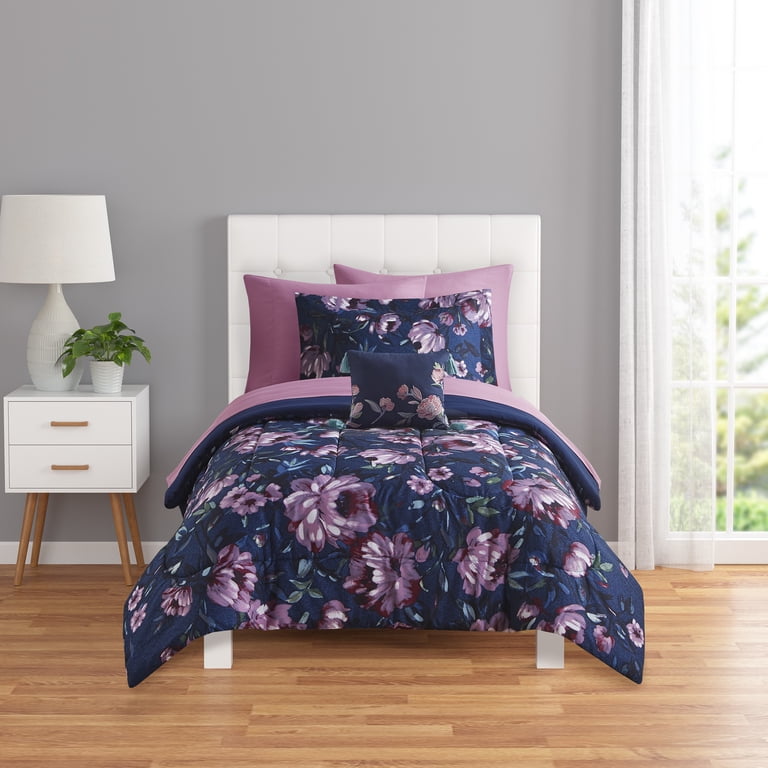 Mainstays All in One Reversible Comforter and Sheet set- 8 Piece
