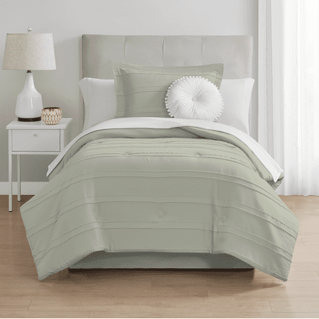 Mainstays Reversible 8-Piece Bed-in-a-Bag Comforter Set with Sheets, Soft Sea, Twin/Twin -XL