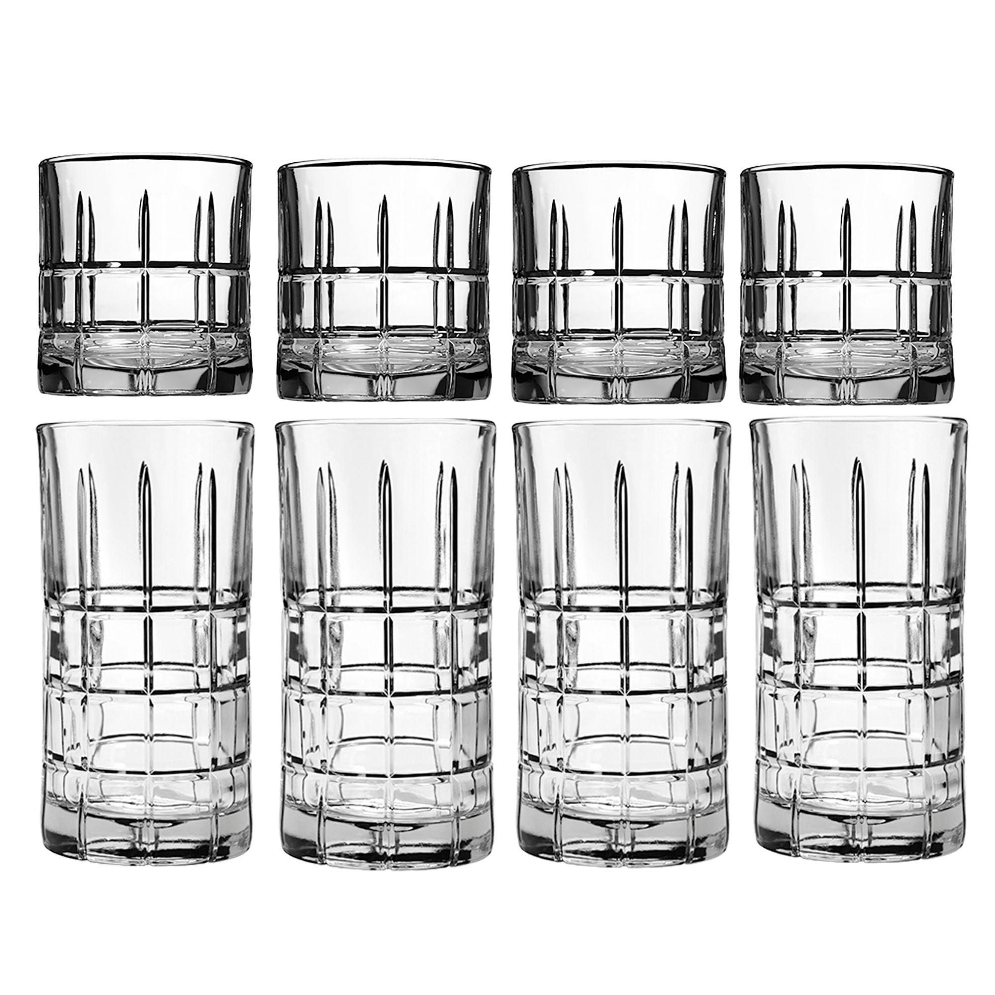Mainstays Hudson Drinking Glasses, 10.5 Ounce & 16 Ounce, Set of 8