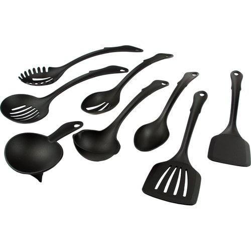 Mainstays 8Piece Nylon Kitchen Utensil Set with Connector Ring, Black