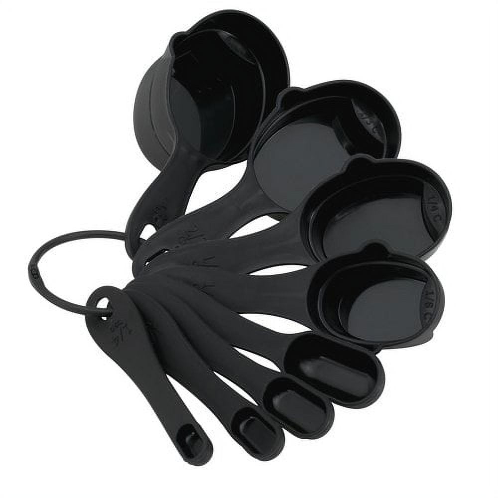 Measuring Cups and Spoons Black 8pc Set MADE IN THE USA Anti-Spill Heavy  Duty