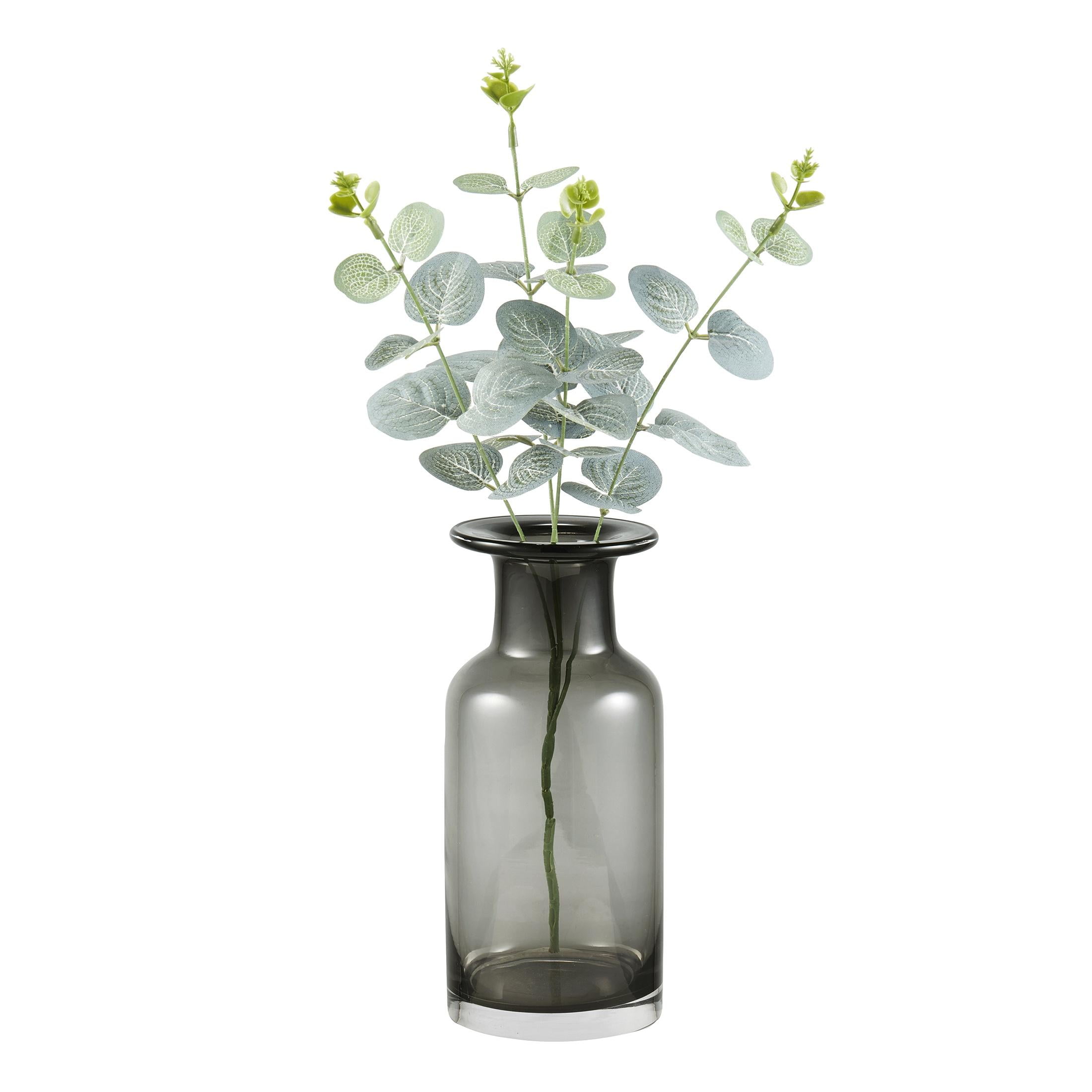 Mainstays 8 in Smoked Black Glass Indoor Vase