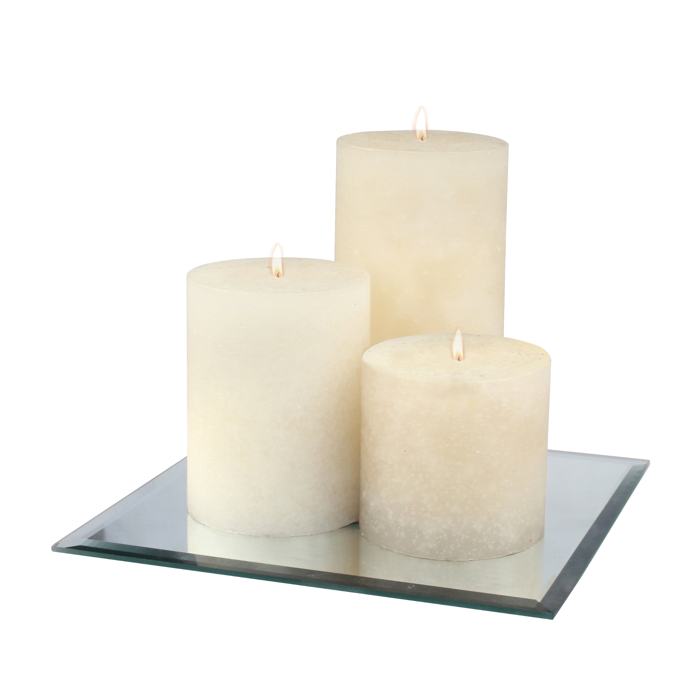 Mainstays 8" Square Mirror Candle Plate with Beveled Edges and Felt Pads