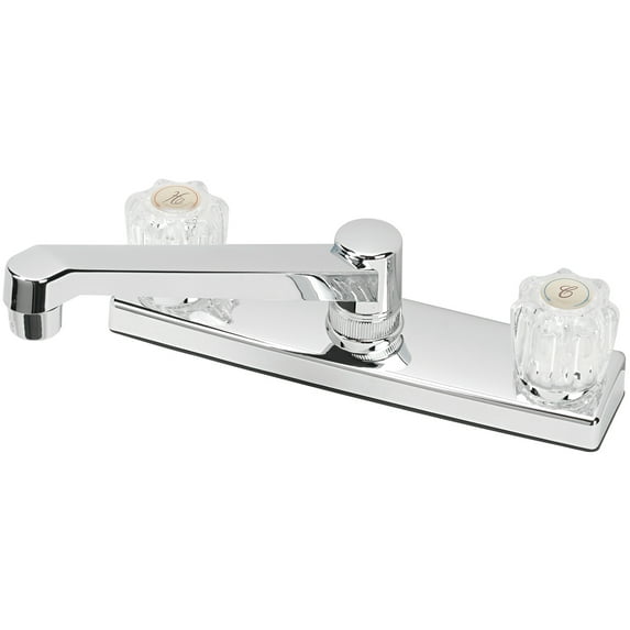 Mainstays 8" Widespread Dual Acrylic Handle Kitchen Faucet, Chrome