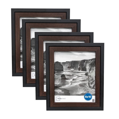 Mainstays 8 in x 10 in Black Finish Two Tone Picture Frames 4 Pieces