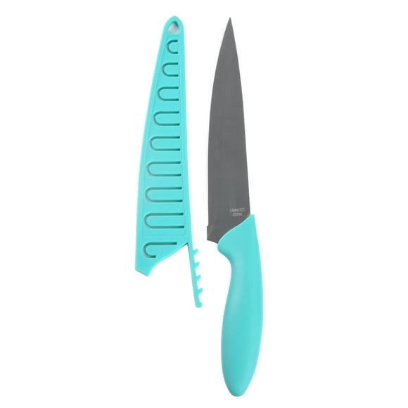 Mainstays 8 inch Blade Color Chef Kitchen Knife - Teal Stainless Steel Soft Grip