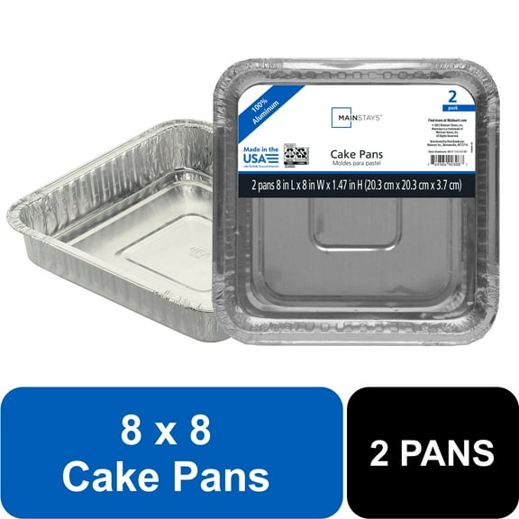 Mainstays 8" Aluminum Square Cake Pan, 2 Count