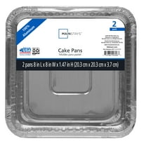 Mainstays 8-inch Square Aluminum Cake Pan Set, 2 Pieces