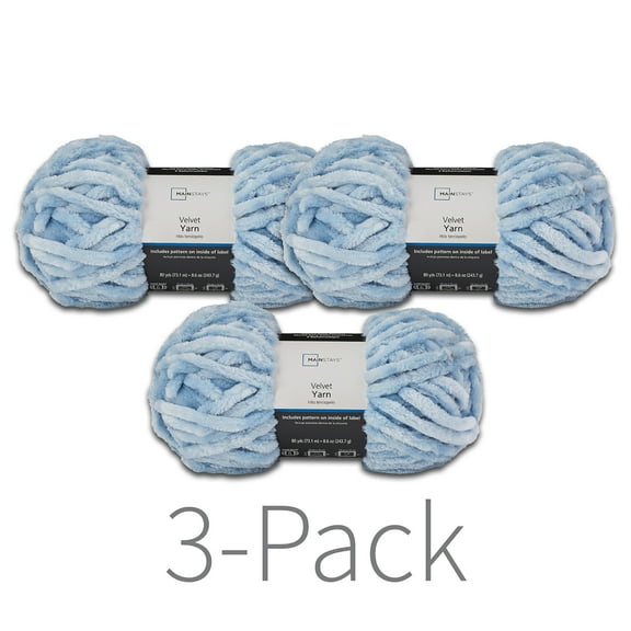 Mainstays 80 yd. Super Bulky Velvet Yarn, Blue Shell, 100% Polyester, Pack of 3