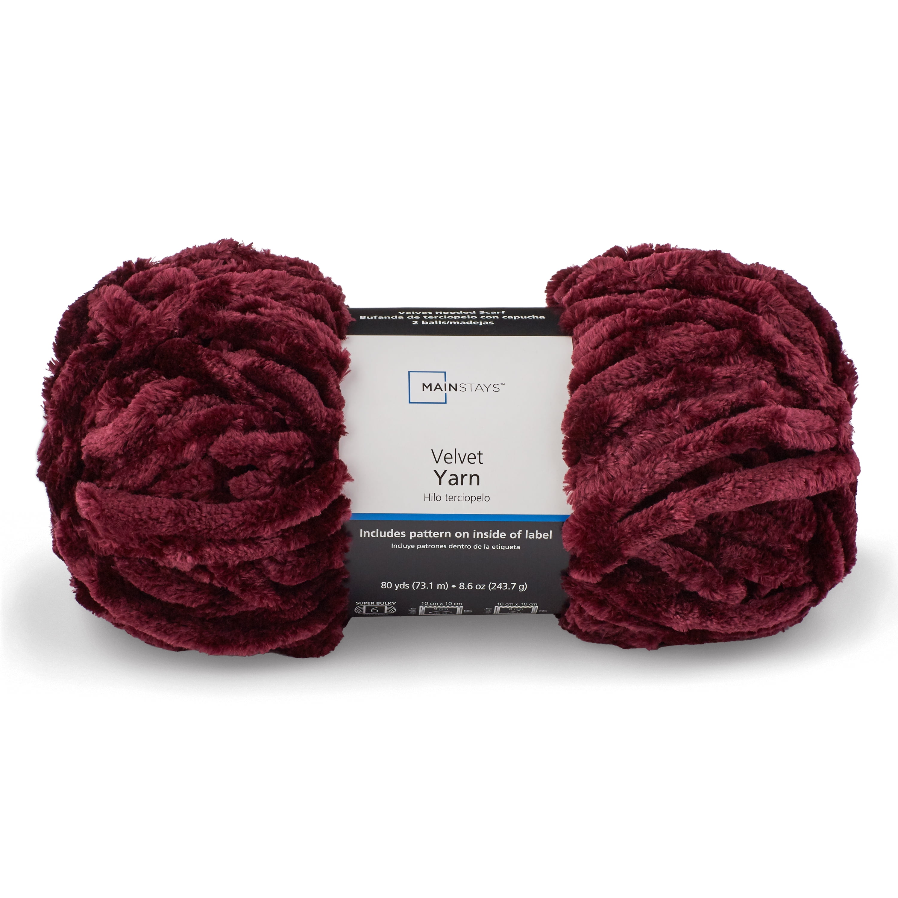 Mainstays 4 pack Chunky Yarn, Maroon/Wine, 1 is open - New