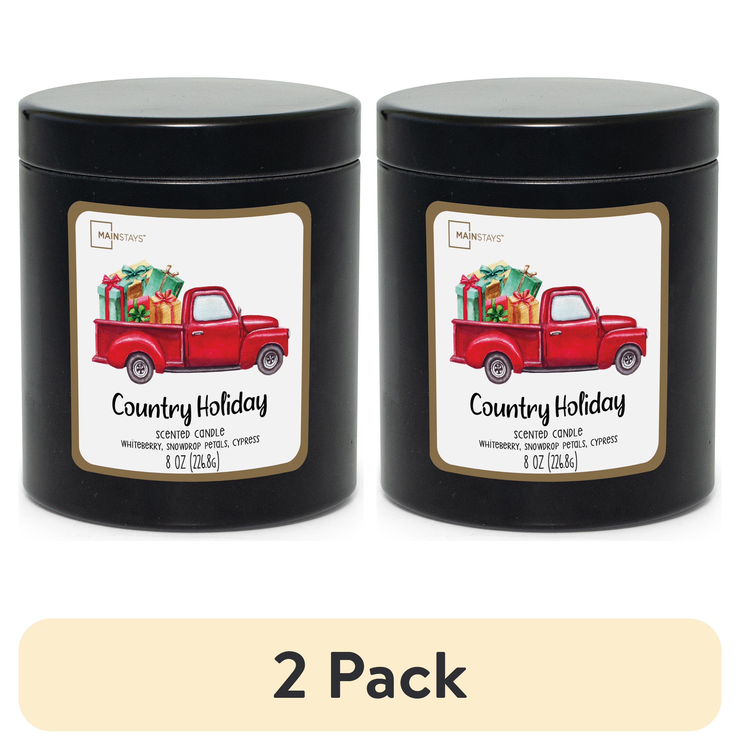 (2 pack) Mainstays 8oz Black Tin Candle, Country Holiday