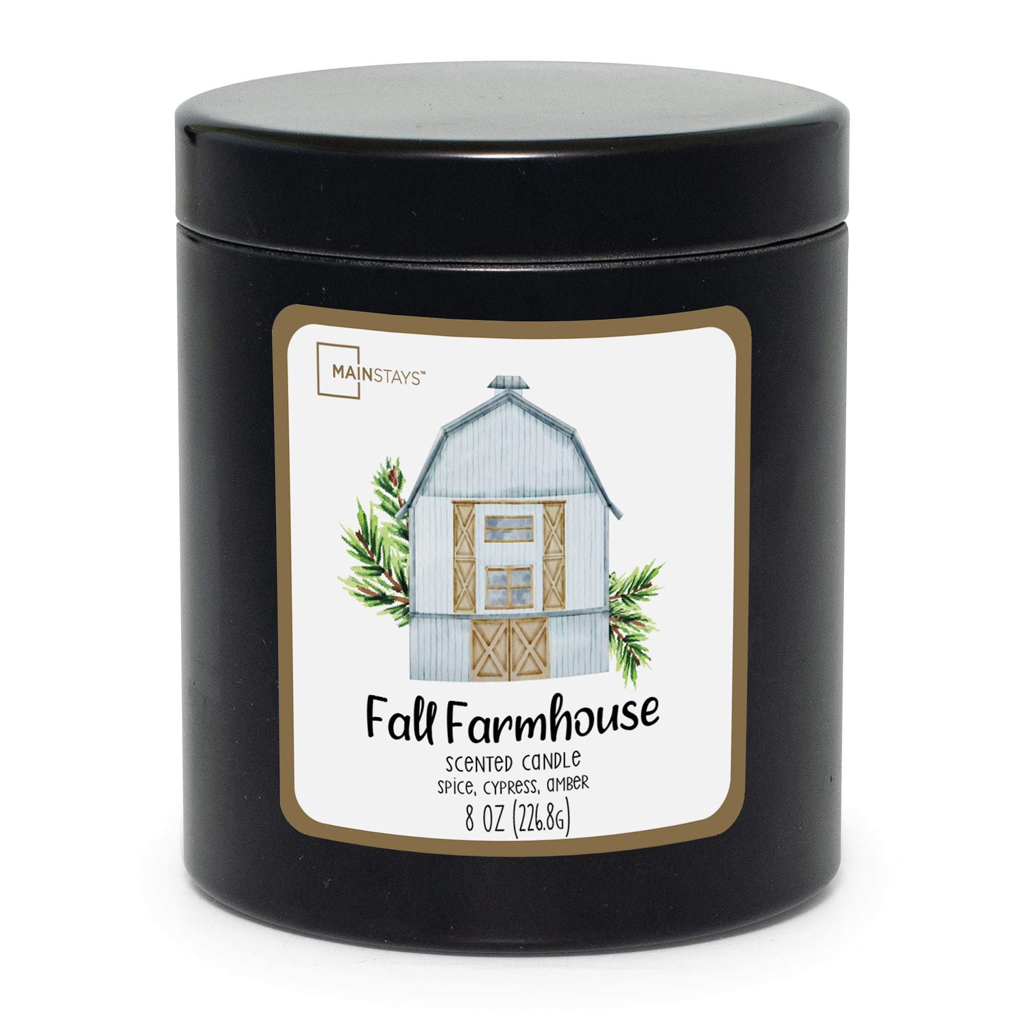 Mainstays 8oz Black Tin Candle, Fall Farmhouse