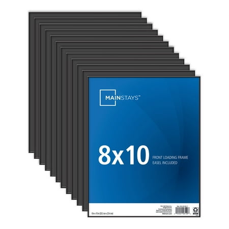 Mainstays – 8x10 Picture Frame – Black Front Loading Wall or Tabletop Photo Frame, Set of 12