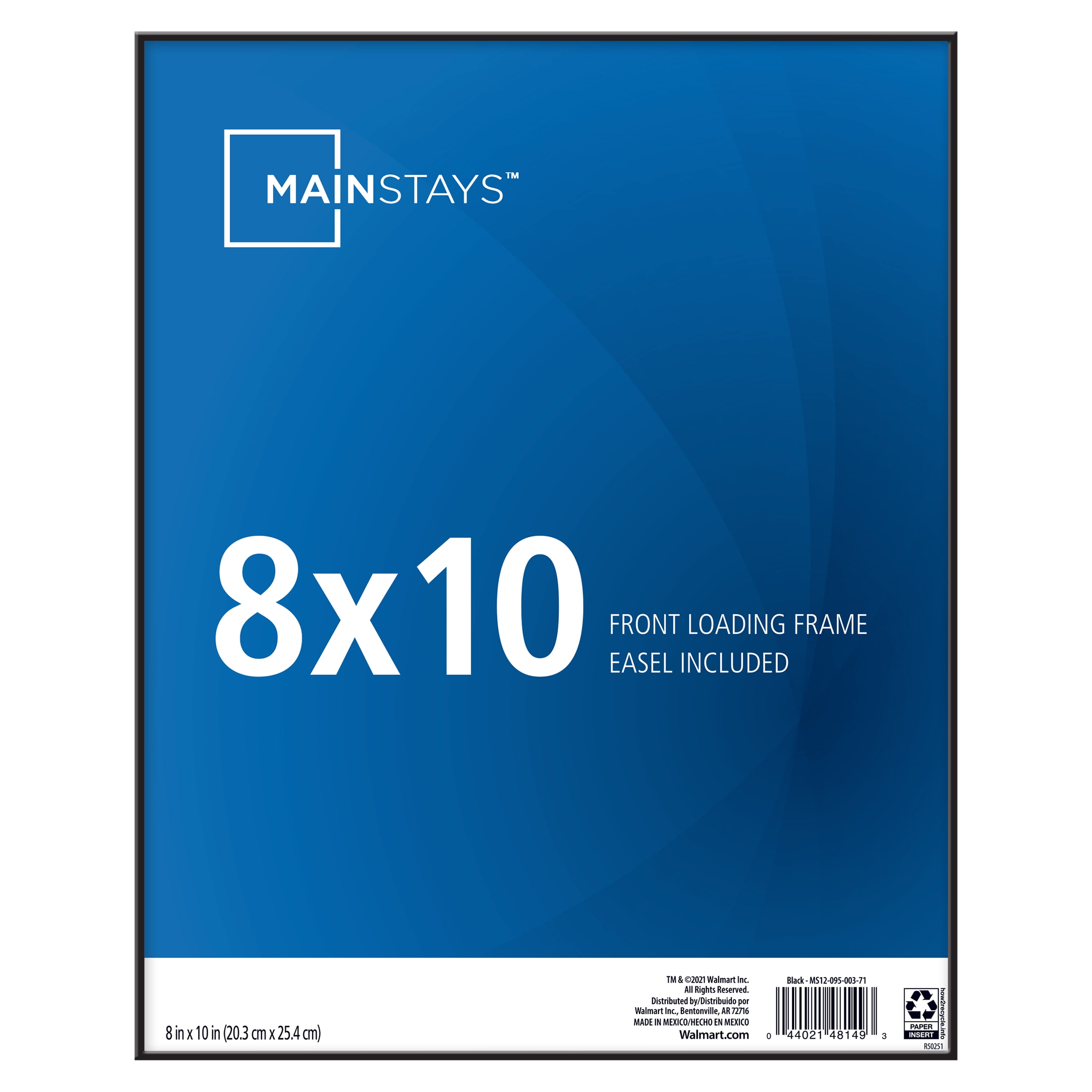 Mainstays 8x10 Front Loading Picture Frame, Black