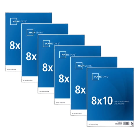 Mainstays 8x10 Front Loading Picture Frames, White, Set of 6