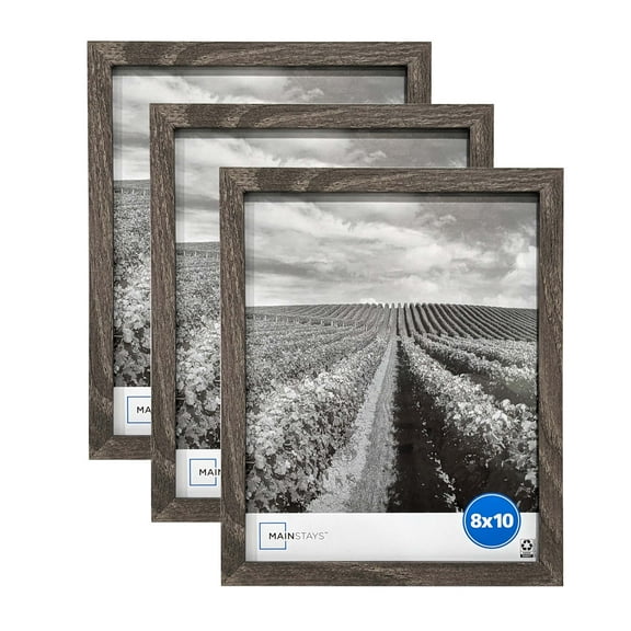 Mainstays 8x10 Linear Gallery Tabletop Picture Frame, Rustic Gray, Set of 3