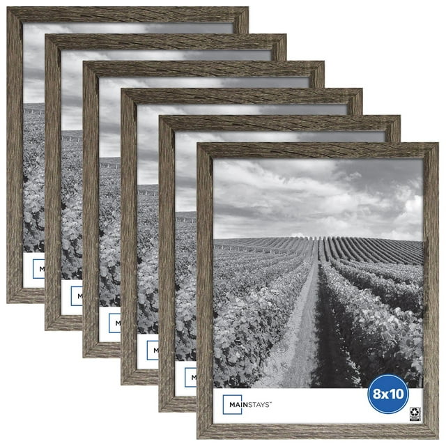 Mainstays 8x10 Linear Gallery Wall Picture Frame, Rustic Gray, Set of 6