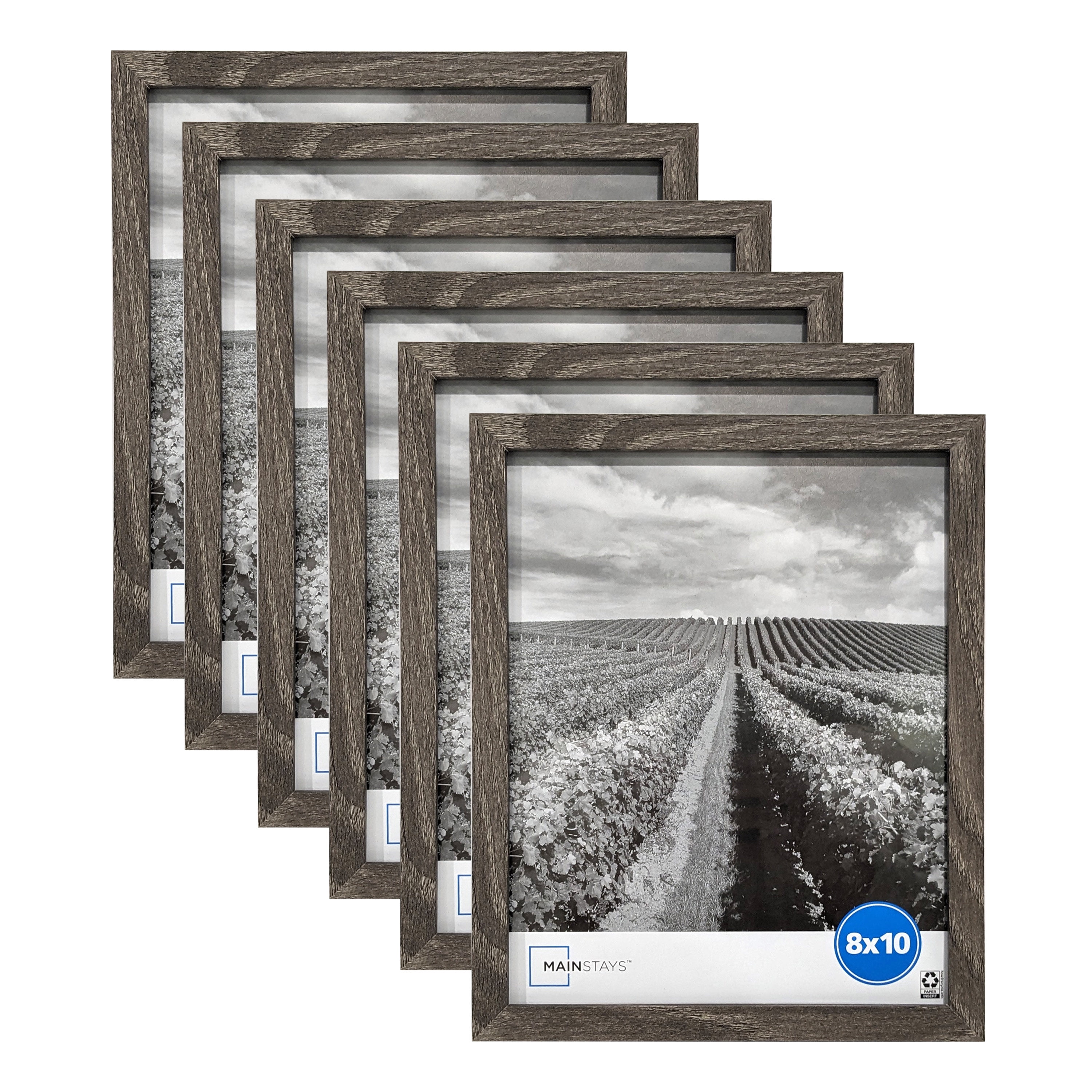 Mainstays 8x10 Linear Gallery Wall Picture Frame, Rustic Gray, Set of 6
